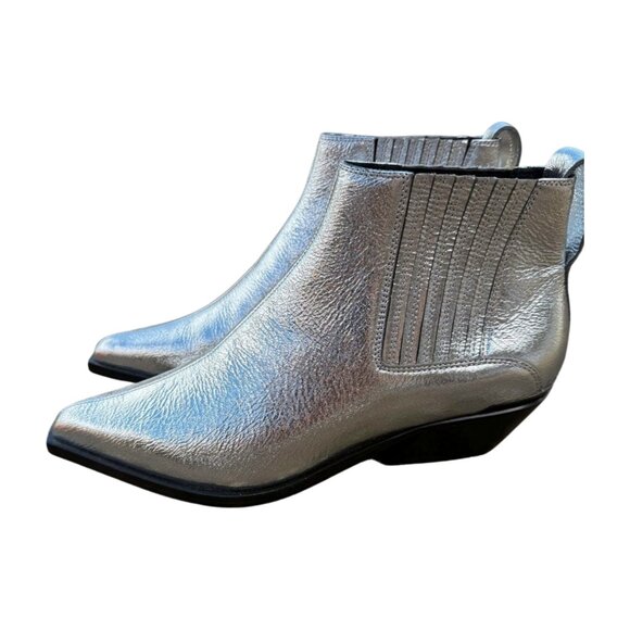 Rag & Bone Metallic Silver Leather Booties – Size 8-8.5 – NWT ($525 Retail) - Picture 3 of 7